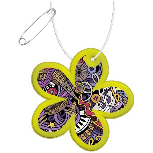 amarillo neón Colgante de PVC reflectante en forma de flor H-13