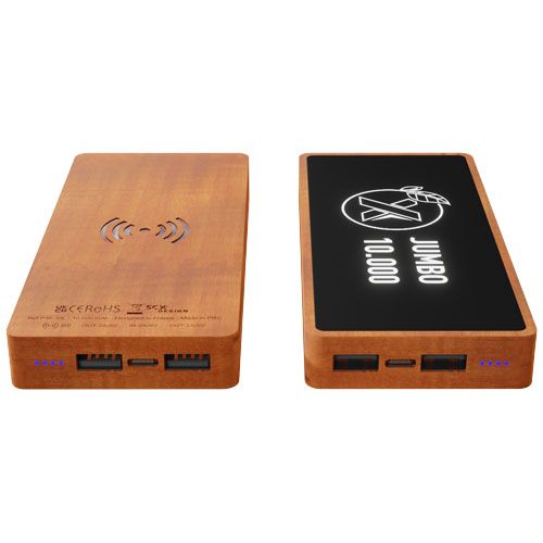 Batería externa inalámbrica de madera de 10 000mAh 
