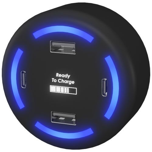 black Cargador doméstico inteligente con logotipo retroiluminado