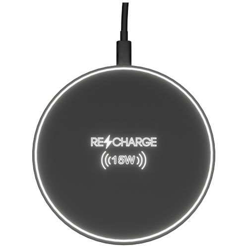 black Base de carga inalámbrica de 15 W con logotipo retroiluminado