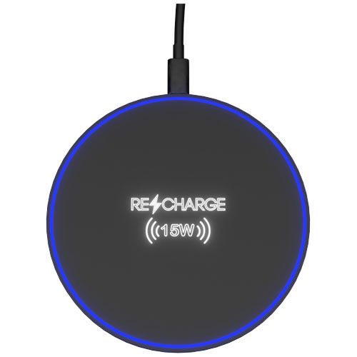 black Base de carga inalámbrica de 15 W con logotipo retroiluminado