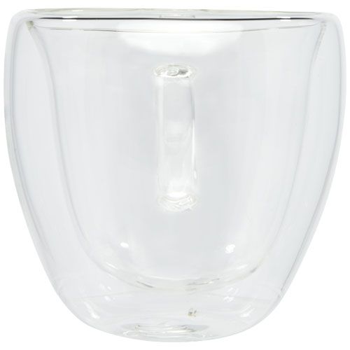 Dos tazas de vidrio de doble pared de 100 ml con posavasos de bambú 
