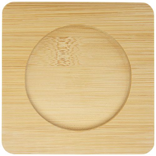 transparente/natural Dos tazas de vidrio de doble pared de 250 ml con posavasos de bambú