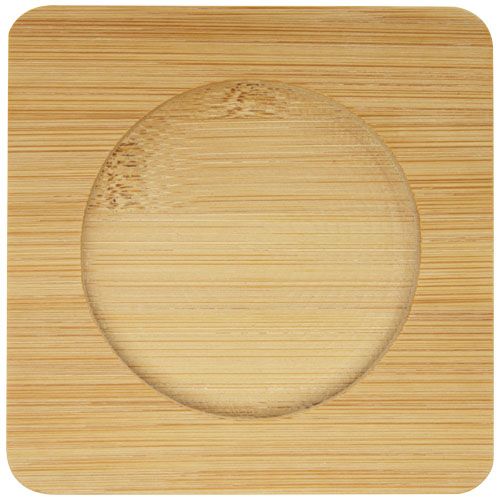 Dos tazas de vidrio de doble pared de 350 ml con posavasos de bambú 