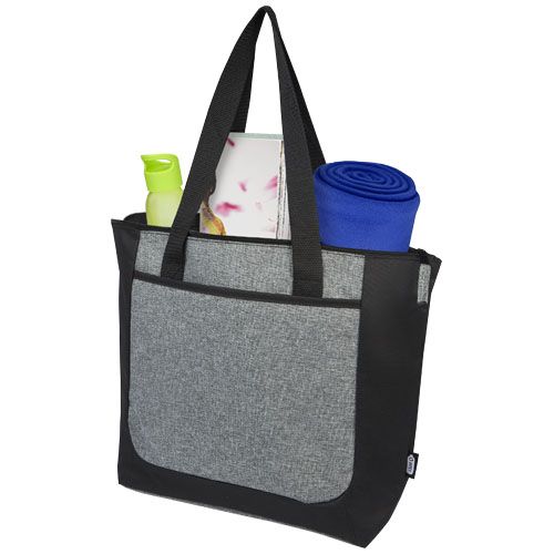 negro/gris chiné Bolsa Tote reciclada GRS en dos tonos con cremallera de 15 L