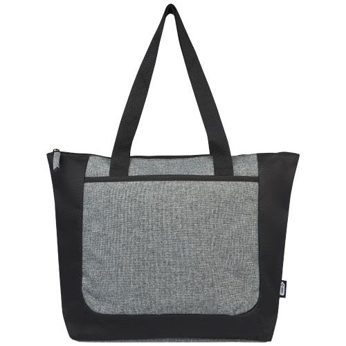 negro/gris chiné Bolsa Tote reciclada GRS en dos tonos con cremallera de 15 L