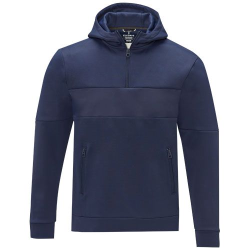 azul marino Jersey anorak con capucha con media cremallera para hombre