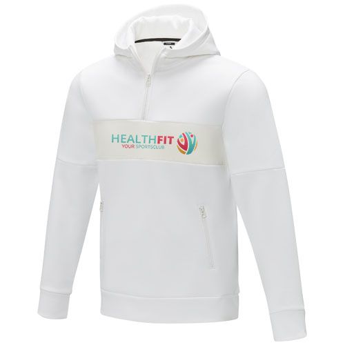 white Jersey anorak con capucha con media cremallera para hombre
