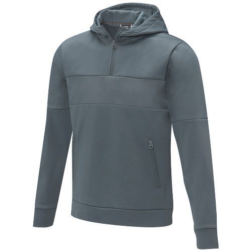 gris acero Jersey anorak con capucha con media cremallera para hombre