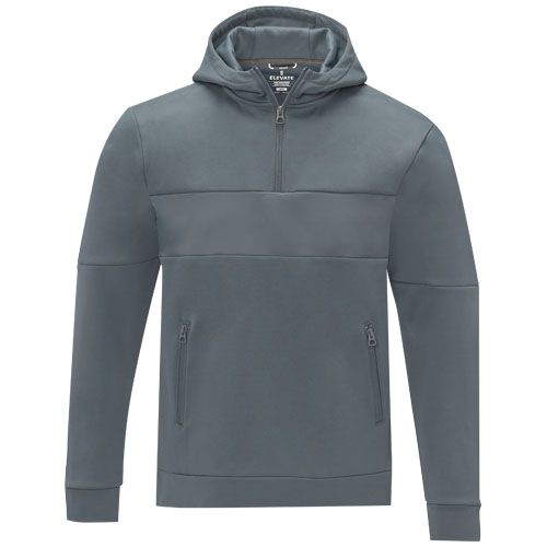 gris acero Jersey anorak con capucha con media cremallera para hombre