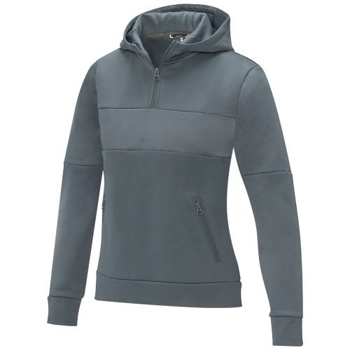 gris acero Sudadera anorak con capucha con media cremallera para mujer