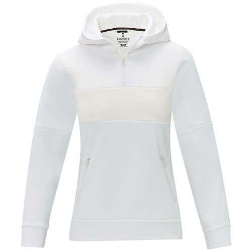 white Sudadera anorak con capucha con media cremallera para mujer