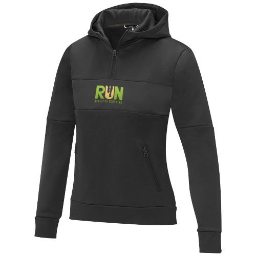 black Sudadera anorak con capucha con media cremallera para mujer