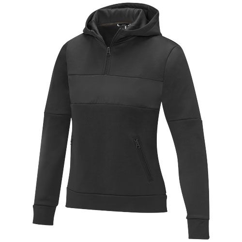 SUDADERA ANORAK CON CAPUCHA  CON MEDIA CREMALLERA PARA MUJER 