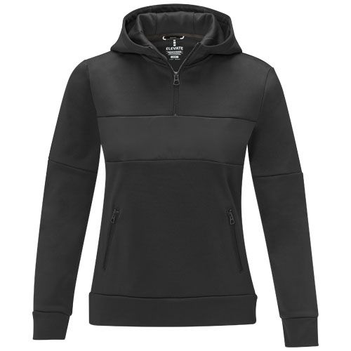 black Sudadera anorak con capucha con media cremallera para mujer