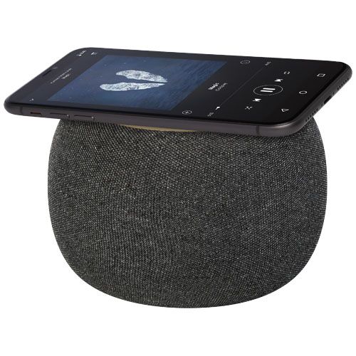 Altavoz de bambú/RPET Bluetooth® y base de carga inalámbrica 