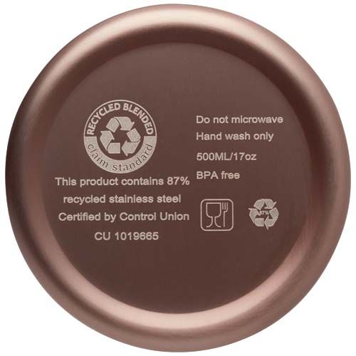Bidón con aislamiento al vacío de 500 ml de cobre de acero inoxidable reciclado con certificación RCS 