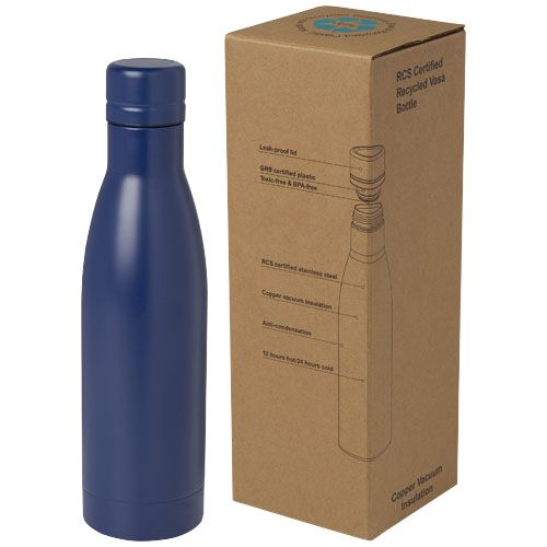 blue Bidón con aislamiento al vacío de 500 ml de cobre de acero inoxidable reciclado con certificación RCS