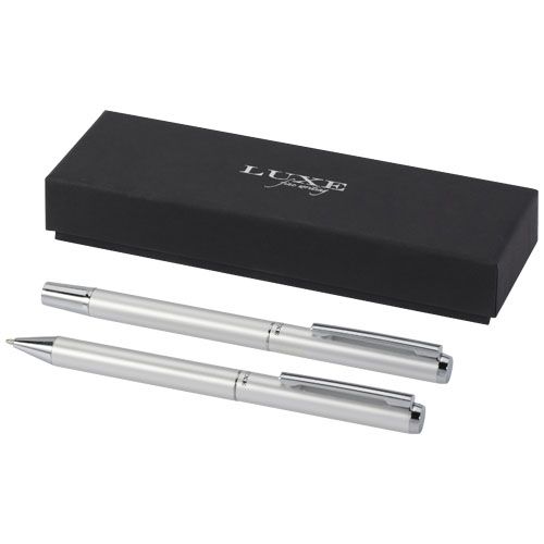 Set de regalo de bolígrafo y rollerball de aluminio reciclado 