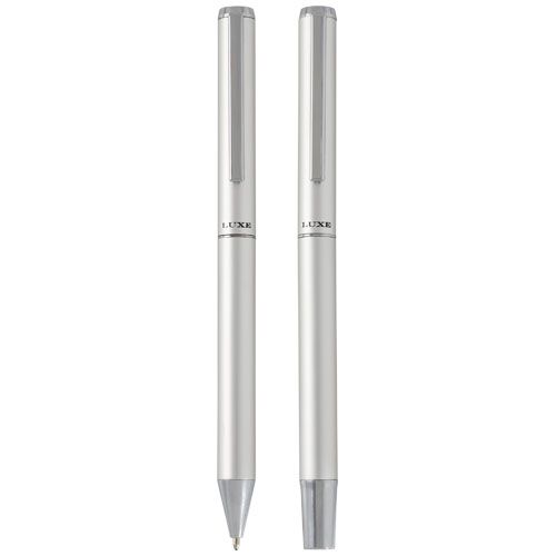plateado Set de regalo de bolígrafo y rollerball de aluminio reciclado