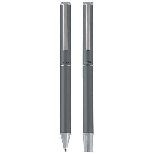 gray Set de regalo de bolígrafo y rollerball de aluminio reciclado