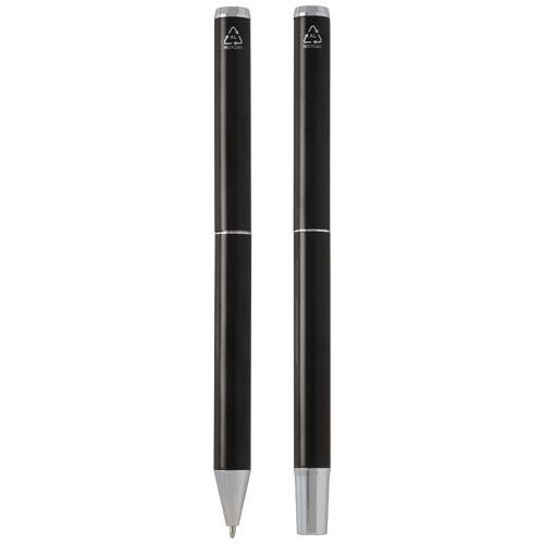 black Set de regalo de bolígrafo y rollerball de aluminio reciclado