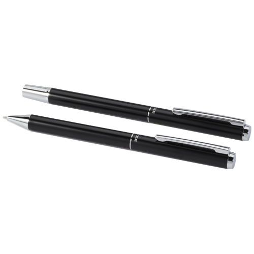 black Set de regalo de bolígrafo y rollerball de aluminio reciclado