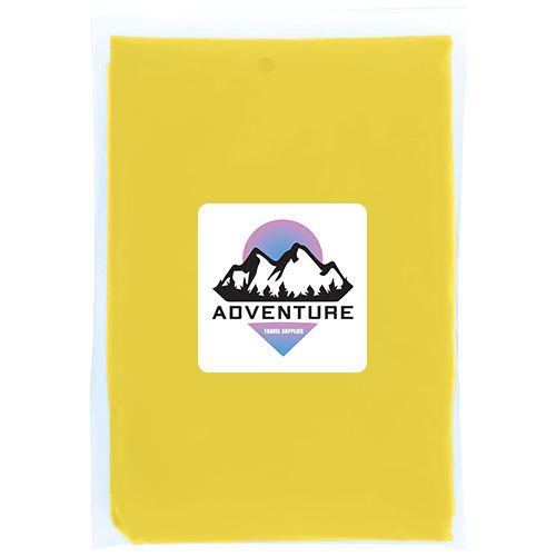 Poncho de lluvia desechable de material reciclado con bolsa de almacenamiento 