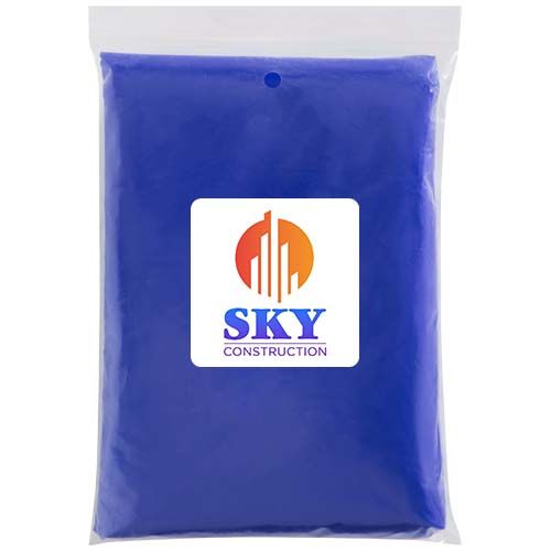 Poncho de lluvia desechable de material reciclado con bolsa de almacenamiento 
