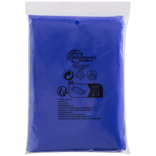 Poncho de lluvia desechable de material reciclado con bolsa de almacenamiento 