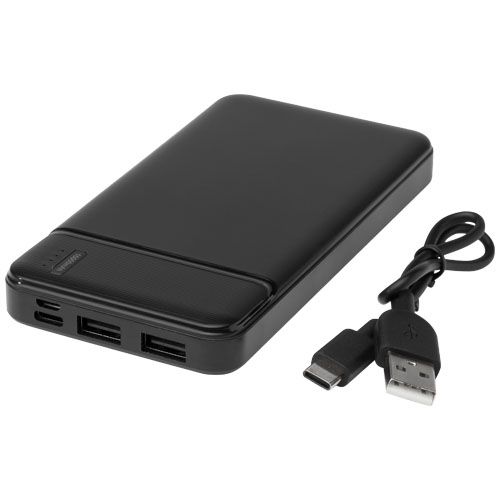 black Batería externa de plástico reciclado de 10 000 mAh