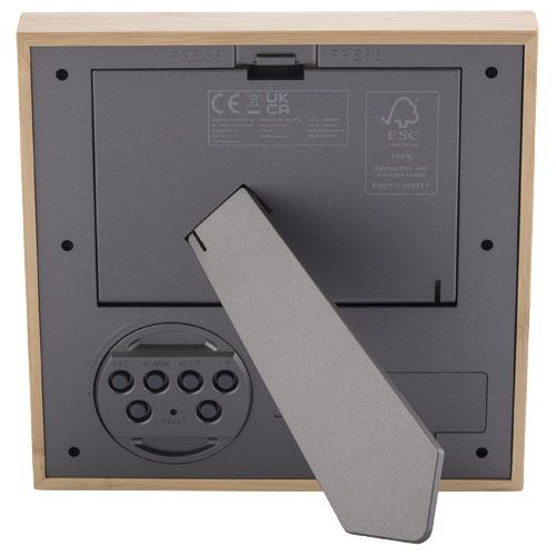 Marco de fotos de bambú con termómetro 