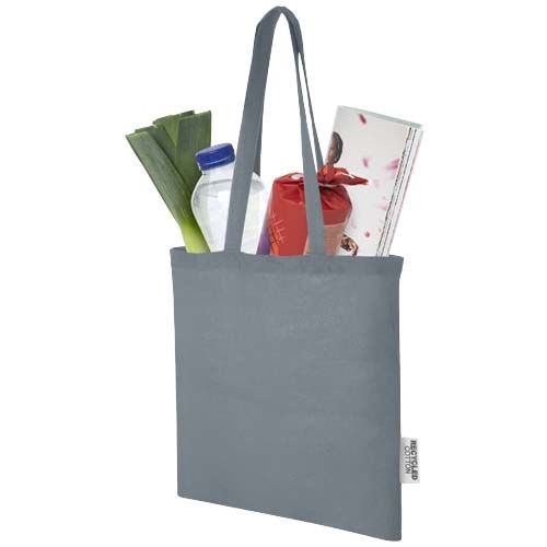 gray Bolsa Tote de algodón reciclado GRS de 140 g/m2 de 7 L Madras