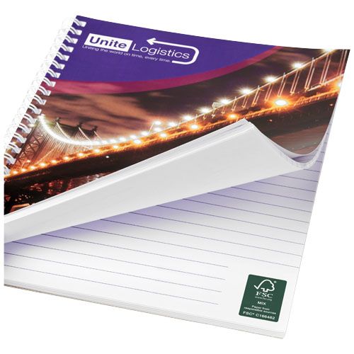 white Cuaderno con espiral A5 con cubierta impresa