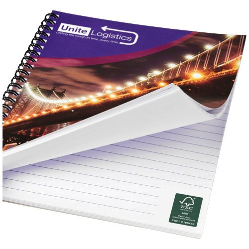 negro/blanco Cuaderno con espiral A4 con cubierta trasera impresa