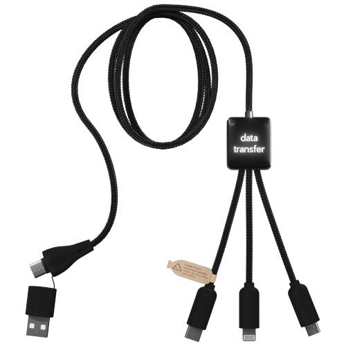black Cable de carga 5 en 1 RPET con transferencia de datos SCX