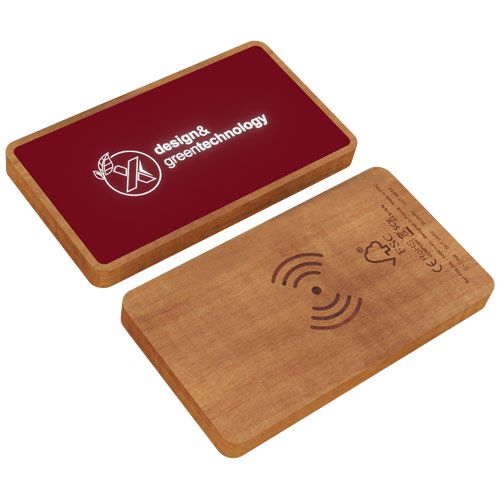 rojo medio/madera Batería externa inalámbrica luminosa de 5000 mAh
