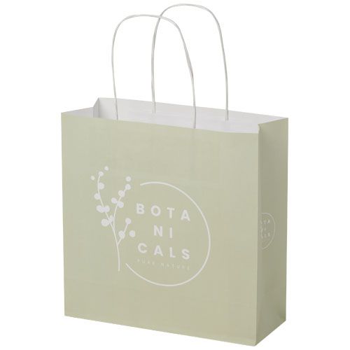 white Bolsa de papel kraft 120 g/m2 con asas de papel retorcido, 24 x 9 x 24 cm