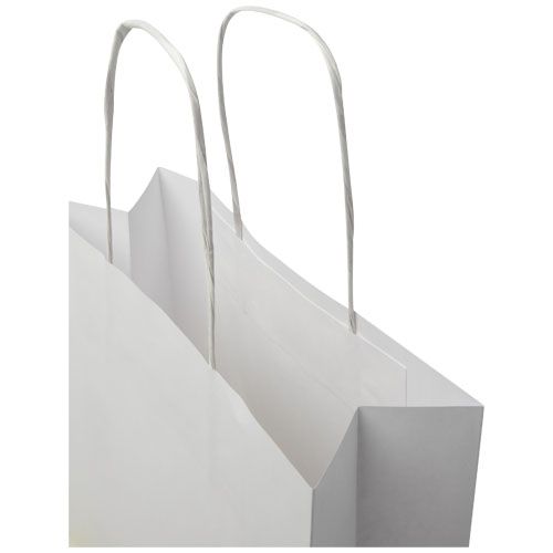 white Bolsa de papel kraft 120 g/m2 con asas de papel retorcido, pequeña