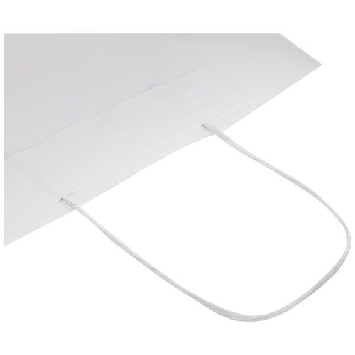 white Bolsa de papel kraft 120 g/m2 con asas de papel retorcido, pequeña
