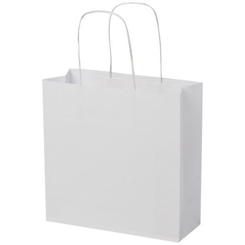 white Bolsa de papel kraft 120 g/m2 con asas de papel retorcido, pequeña