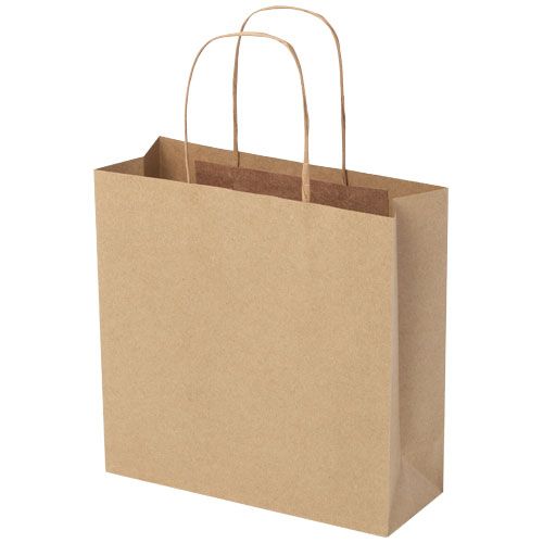 kraft Bolsa de papel kraft 120 g/m2 con asas de papel retorcido, 24 x 9 x 24 cm