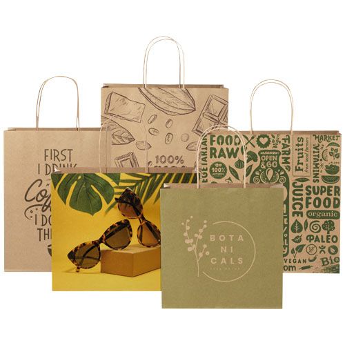 kraft Bolsa de papel kraft 120 g/m2 con asas de papel retorcido, pequeña