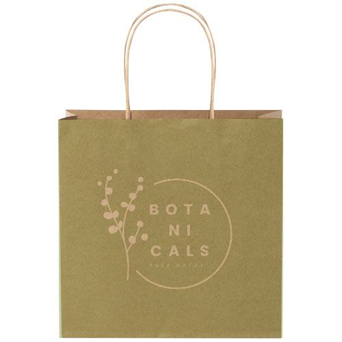 Bolsa de papel kraft 120 g/m2 con asas de papel retorcido, 24 x 9 x 24 cm