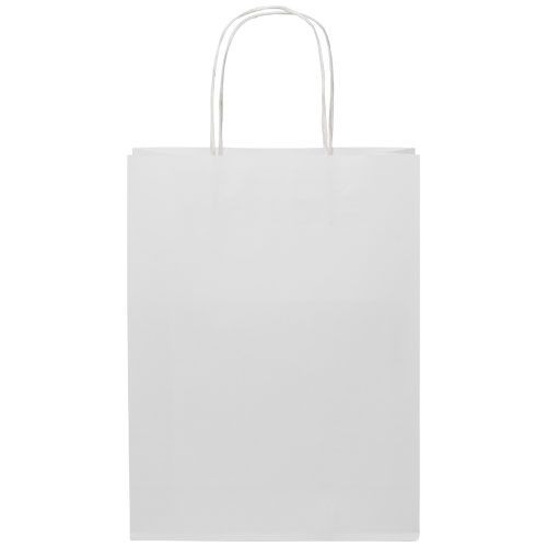 white Bolsa de papel kraft 120 g/m2 con asas de papel retorcido, mediana