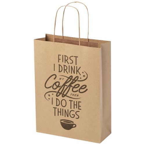 BOLSA DE PAPEL KRAFT 120 G/M2 CON ASAS DE PAPEL RETORCIDO, 24 X 9 X 32 CM