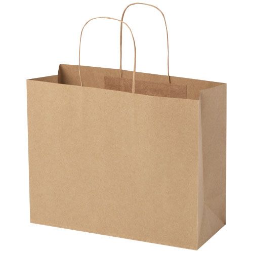 Bolsa de papel kraft 120 g/m2 con asas de papel retorcido, 31 x 12 x 25 cm