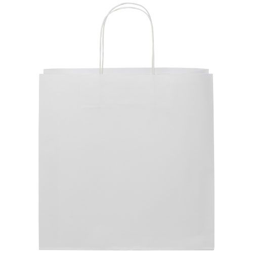 white Bolsa de papel kraft 120 g/m2 con asas de papel retorcido, 31 x 12 x 31 cm