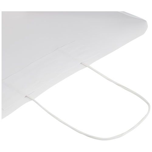 white Bolsa de papel kraft 120 g/m2 con asas de papel retorcido, 31 x 12 x 31 cm