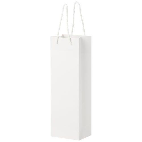 white Bolsa para botella de vino de papel integra 170 g/m2 hecha a mano con asas de plástico